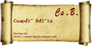 Csapó Béla névjegykártya