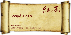 Csapó Béla névjegykártya